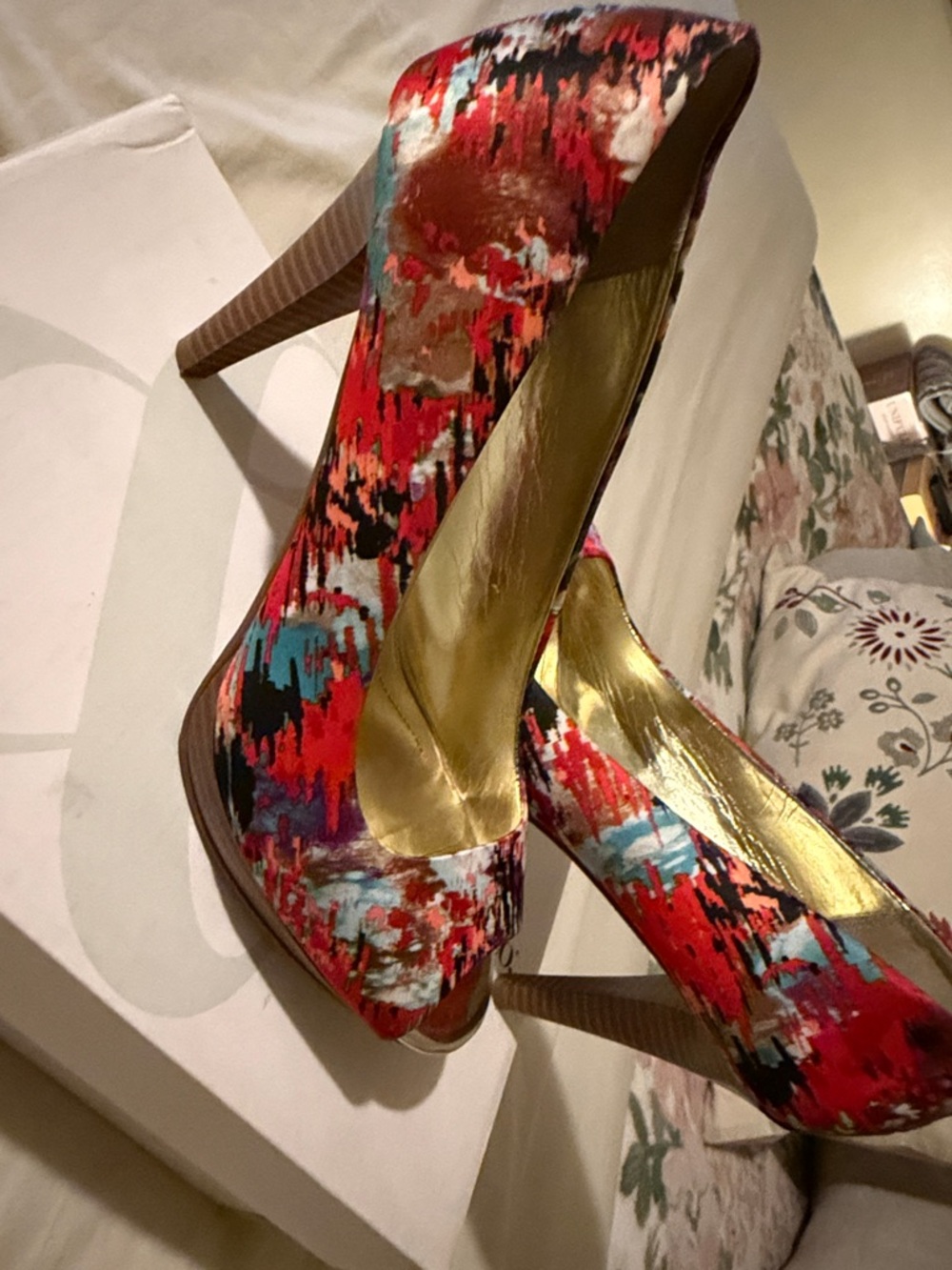 Women’s Multicolor Abstract Print High Heel Pumps